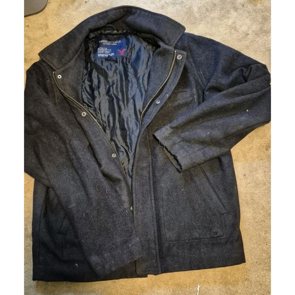 American Eagle Outfitters Men's Wool Blend Coat – Black – LT‎ (Large Tall)